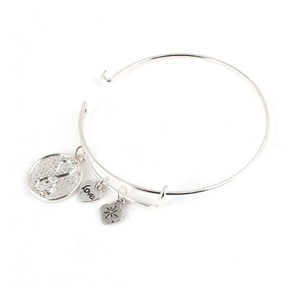 Silvertone Metal Infinity Charm Bangle Bracelet - Picture 2 of 2